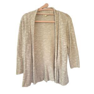Eileen Fisher Beige Open Front Linen Blend Cardigan Sweater Size XS